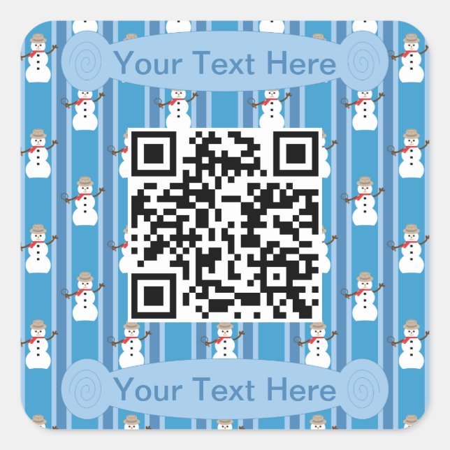 Sticker Carré Code QR du détective Blue Snowman amusant et fanta (Devant)