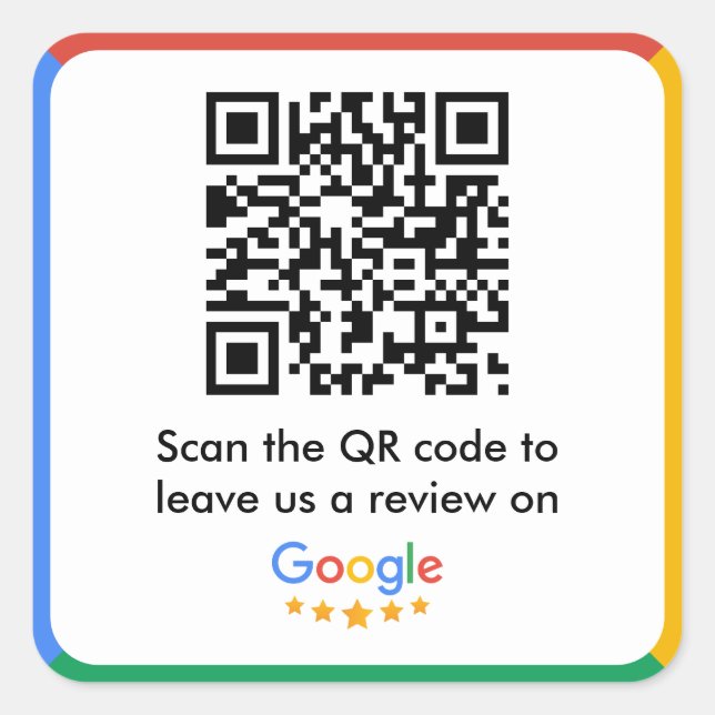Sticker Carré Code QR du lien Google Review (Devant)