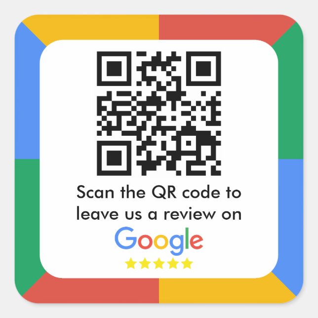 Sticker Carré Code QR du lien Google Review (Devant)