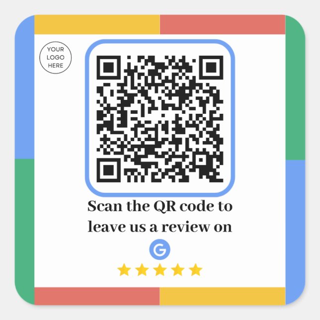 Sticker Carré Code QR du lien Google Review | Nous consulter sur (Devant)