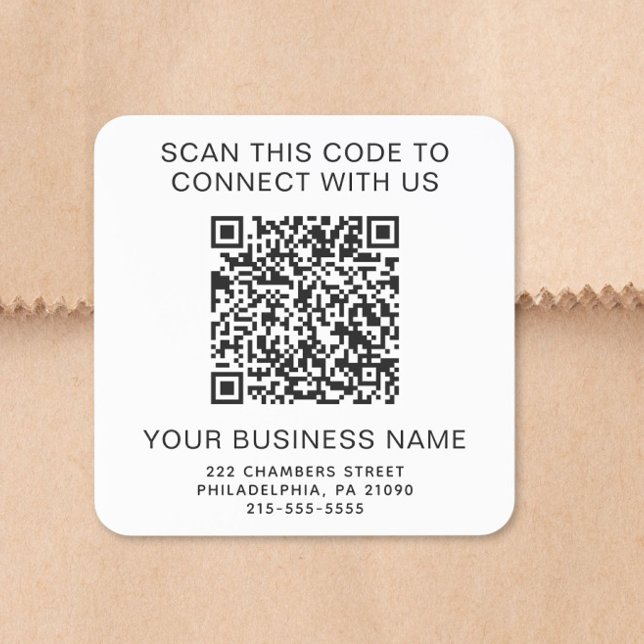 Sticker Carré Code QR Entreprise (QR Code Business Square Sticker)