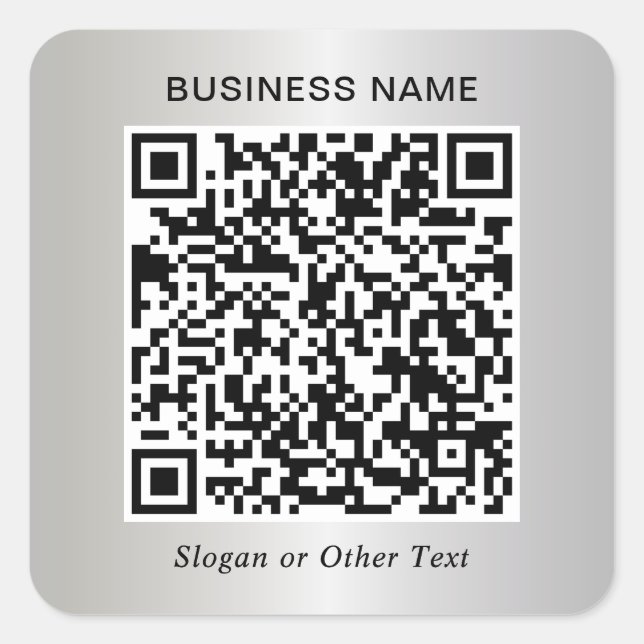 Sticker Carré Code QR Entreprise Argent (Devant)