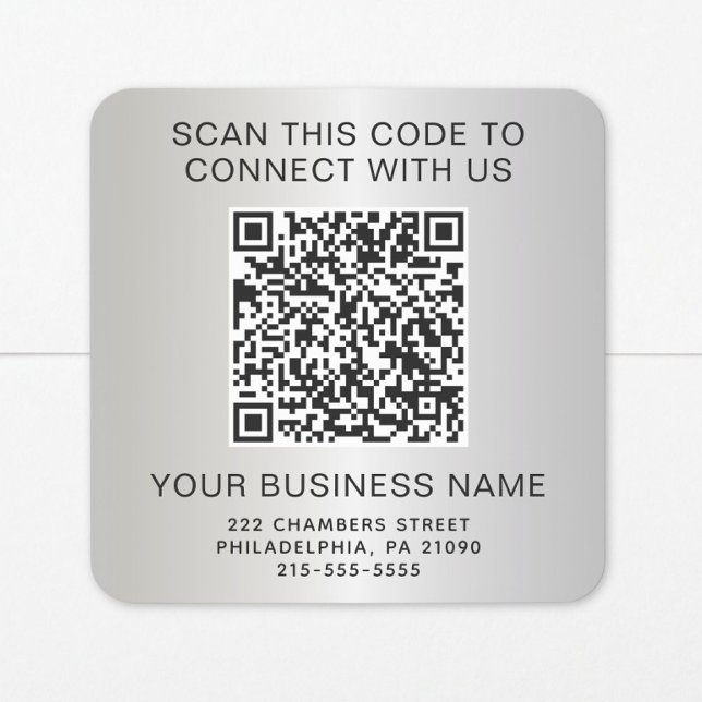 Sticker Carré Code QR Entreprise Argenté (Créateur téléchargé)