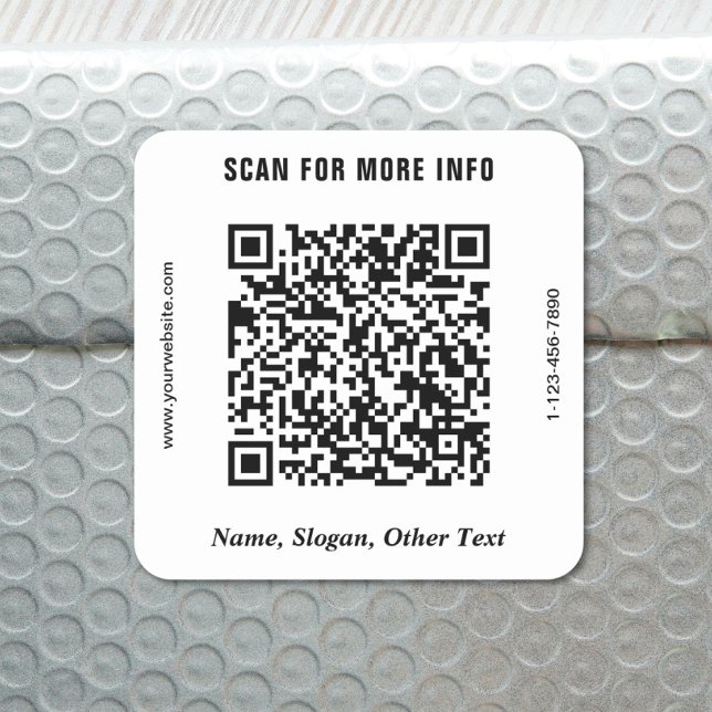 Sticker Carré Code QR Entreprise Moderne (Modern Business QR Code Square Sticker)