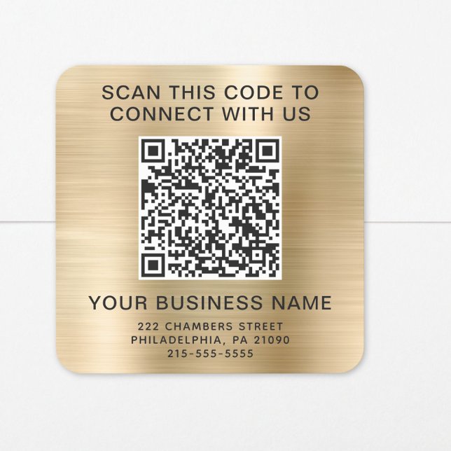 Sticker Carré Code QR Entreprise Or (Créateur téléchargé)