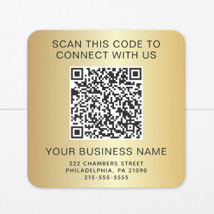 Sticker Carré Code QR Entreprise Or