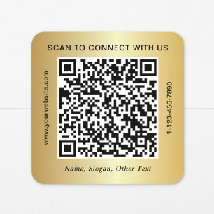Sticker Carré Code QR Entreprise Personnalisé Or