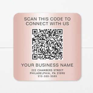 Sticker Carré Code QR Entreprise Rose Gold