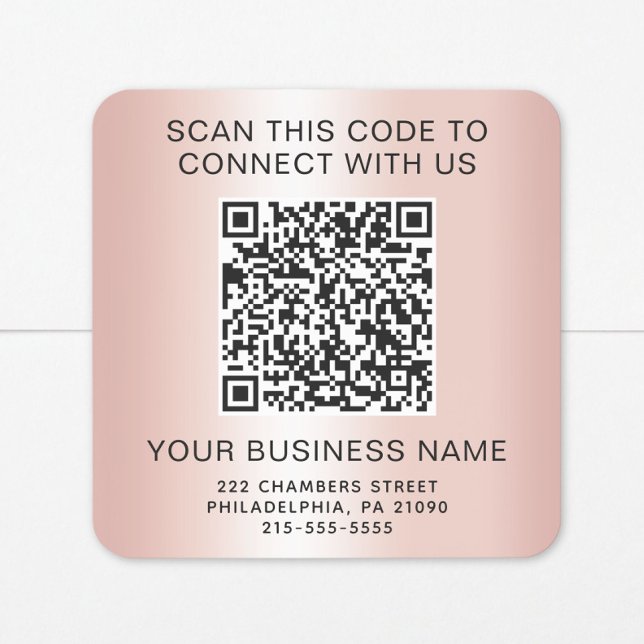 Sticker Carré Code QR Entreprise Rose Gold (Créateur téléchargé)