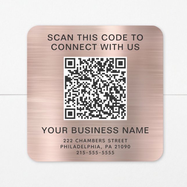 Sticker Carré Code QR Entreprise Rose Gold (Créateur téléchargé)