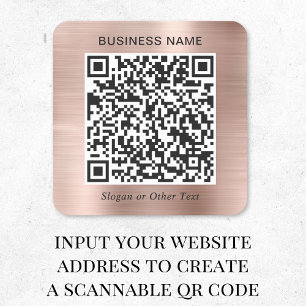 Sticker Carré Code QR Entreprise Rose Gold
