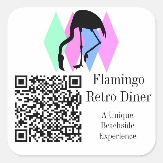 Sticker Carré Code QR et logo personnalisé scannable flamingo ré (Devant)