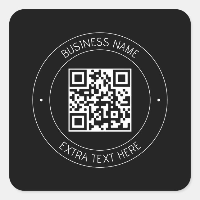 Sticker Carré Code QR et texte modifiable | Noir et blanc (Devant)
