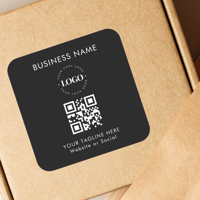Sticker Carré Code QR et texte simple pour logo de société d'ent (Créateur téléchargé)