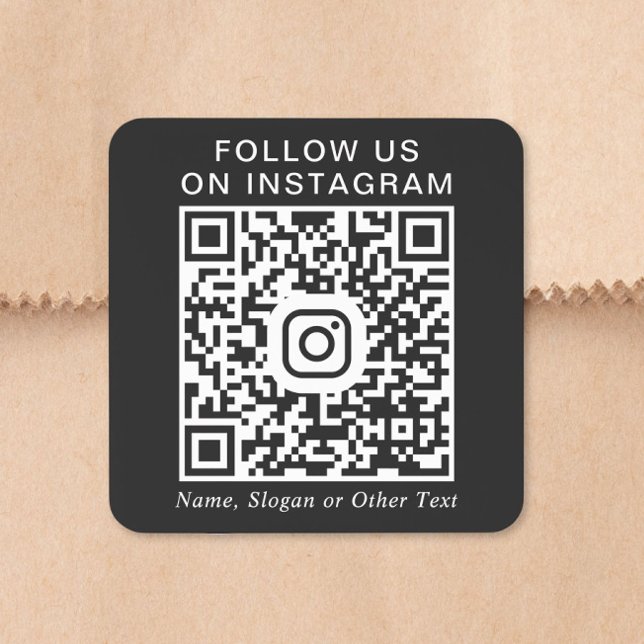 Sticker Carré Code QR Instagram Noir (Instagram QR Code Black Square Sticker)