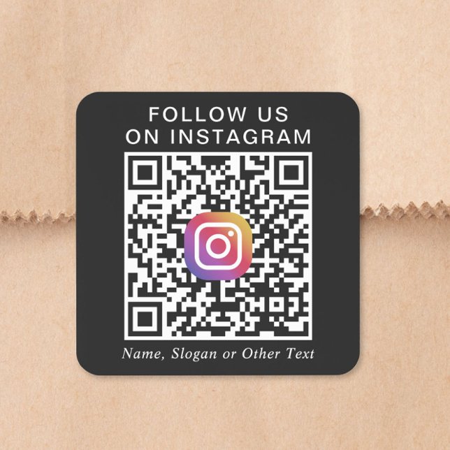 Sticker Carré Code QR Instagram Noir (Instagram QR Code Black Square Sticker)
