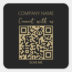 Sticker Carré Code QR Logo d'entreprise Noir moderne