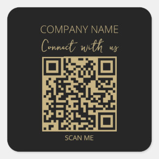 Sticker Carré Code QR Logo d'entreprise Noir moderne