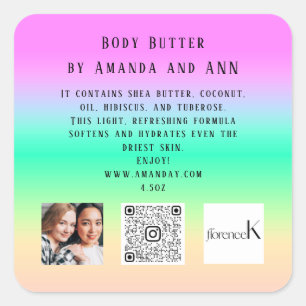 STICKER CARRÉ CODE QR LOGO PHOTO PRODUIT BALM COSMETICS OMBRE