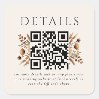 Sticker Carré Code QR Mariage de bois de chauffage