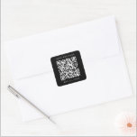 Sticker Carré Code QR Mariage minimal Enregistrer la date Noir<br><div class="desc">Simple mariage enregistrez l'autocollant de date avec votre code QR. Pour une personnalisation plus avancée de cette conception,  cliquez sur le BOUTON OUTIL DESIGN BLEU ci-dessus ! Des articles correspondants sont également disponibles.</div>