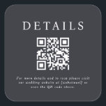 Sticker Carré Code QR Mariage Parker<br><div class="desc">Ce design mariage présente un design élégant et formel, parfait pour une cérémonie sophistiquée. L'invitation présente une esthétique minimaliste, avec des lignes épurées et un accent mis sur la typographie. Les noms sont affichés en évidence dans une police serif classique, donnant un air de grâce intemporelle à la pièce. L'utilisation...</div>
