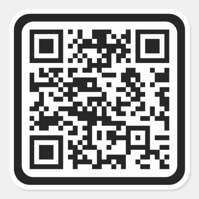 Sticker Carré Code QR moderne éditable | Noir Blanc ou toute cou (Devant)