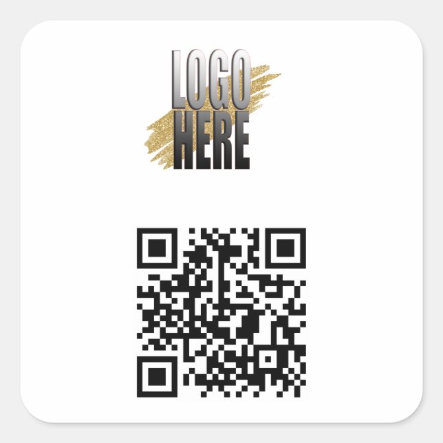 Sticker Carré Code QR moderne et logo d'entreprise (Devant)