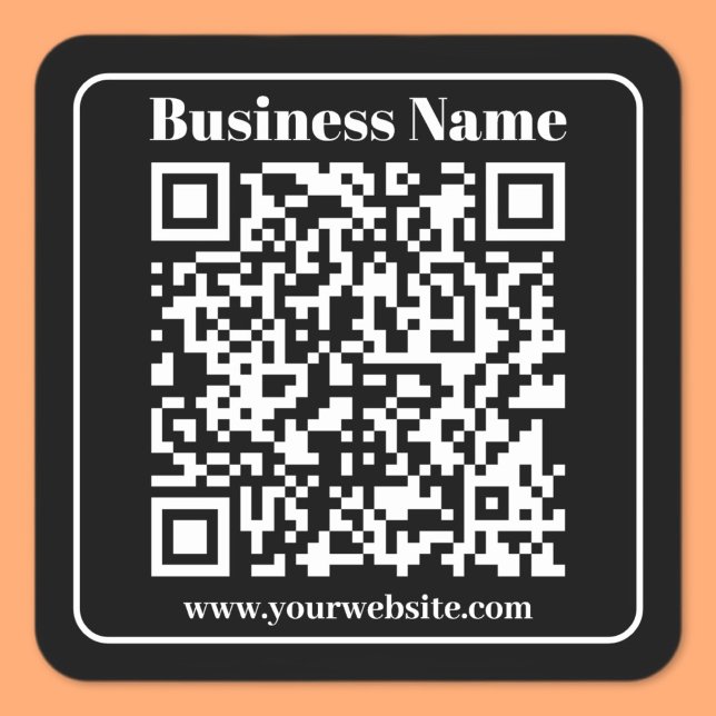 Sticker Carré Code QR modifiable noir et blanc style moderne rét (Créateur téléchargé)