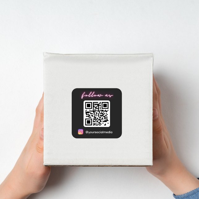 Sticker Carré Code QR Neon Suivez-nous sur Instagram Réseaux Soc (Créateur téléchargé)