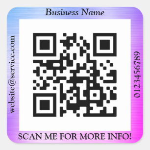 Sticker Carré Code QR Nom du site Web de l'entreprise Promo, ble