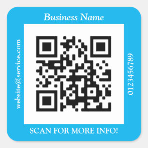 Sticker Carré Code QR Nom du site Web de l'entreprise Promo, ble
