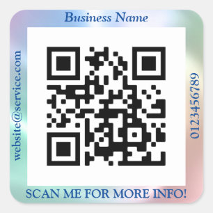 Sticker Carré Code QR Nom du site Web Promo Entreprise, Iridesce