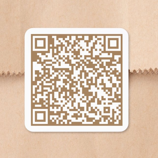 Sticker Carré Code QR Or personnalisé Or (Custom Website QR Code Gold Square Sticker)