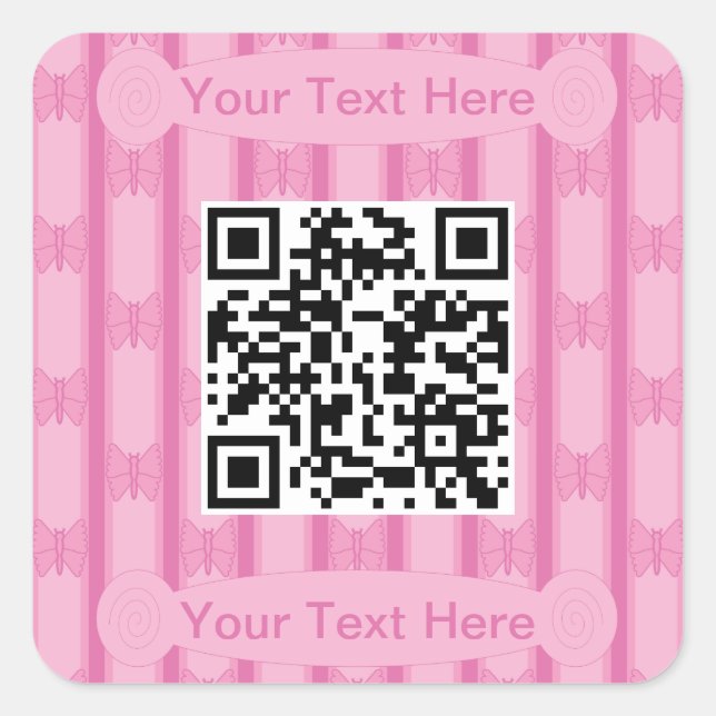 Sticker Carré Code QR papillon amusant et fantaisie (Devant)