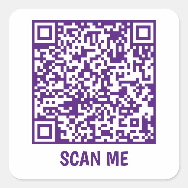 Sticker Carré Code QR personnalisable SCAN ME violet (Devant)