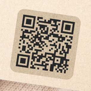 Sticker Carré Code QR personnalisé Aspect papier Kraft