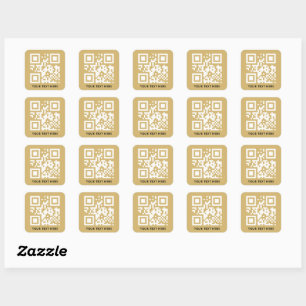 Sticker Carré Code QR personnalisé et promotion du texte Gold