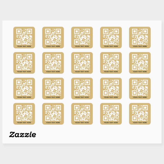 Sticker Carré Code QR personnalisé et promotion du texte Gold (Feuille)