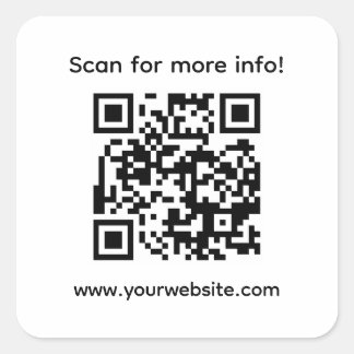 Sticker Carré Code QR personnalisé et texte personnalisé