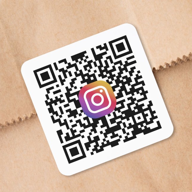 Sticker Carré Code QR personnalisé Instagram (Custom Instagram QR Code Square Sticker)