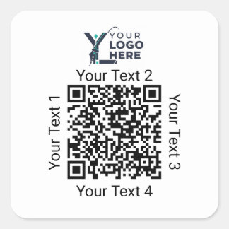 Sticker Carré Code QR personnalisé Logo Entreprise Marque