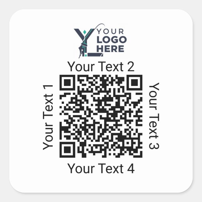 Sticker Carré Code QR personnalisé Logo Entreprise Marque (Devant)