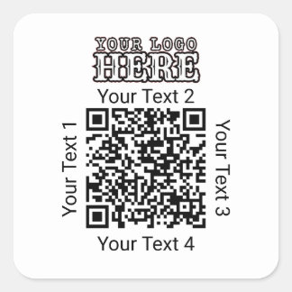 Sticker Carré Code QR personnalisé Logo Entreprise Marque