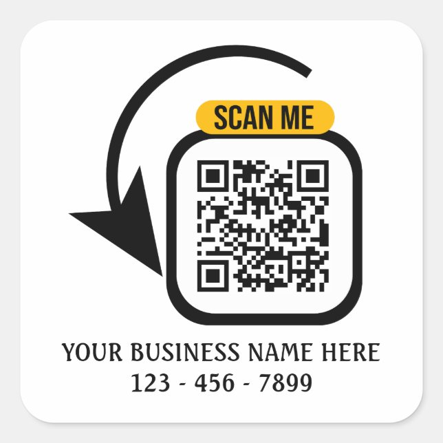 Sticker Carré Code QR personnalisé pour entreprise (Devant)