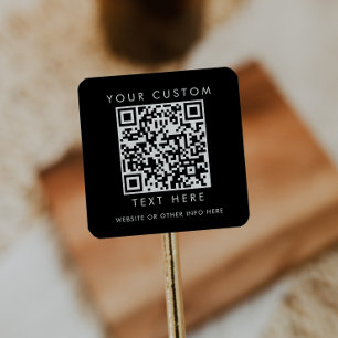 Sticker Carré Code QR personnalisé pour petite entreprise noir c