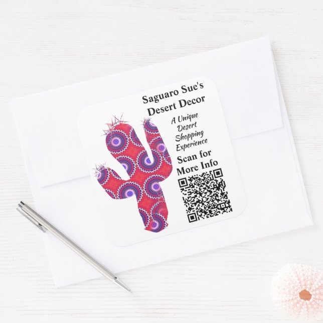 Sticker Carré Code QR personnalisé pour petites entreprises, app (Enveloppe)