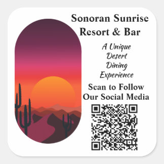 Sticker Carré Code QR personnalisé Restaurant Bar Promotion sur