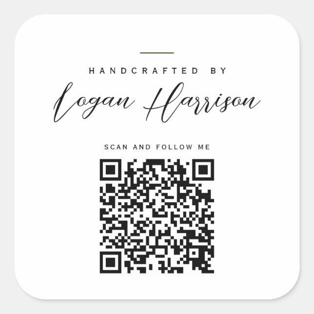 Sticker Carré Code QR personnalisé simple et artisanal (Devant)