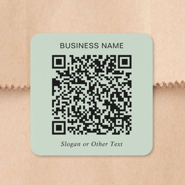 Sticker Carré Code QR personnalisé Vert Sauge (Custom QR Code Sage Green Square Sticker)